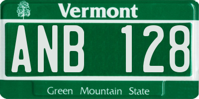 VT license plate ANB128