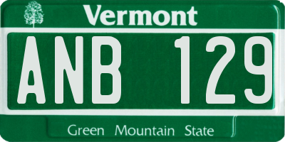 VT license plate ANB129