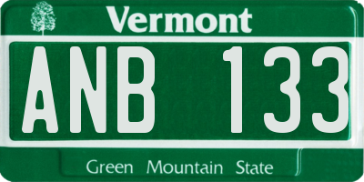 VT license plate ANB133