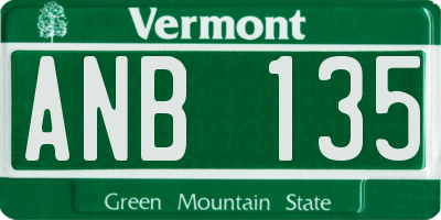 VT license plate ANB135