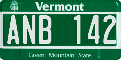 VT license plate ANB142