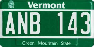 VT license plate ANB143