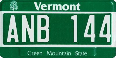 VT license plate ANB144