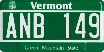 VT license plate ANB149