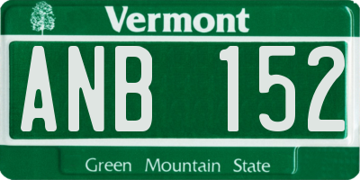 VT license plate ANB152