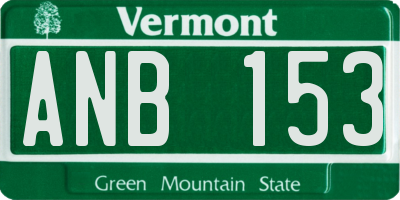 VT license plate ANB153