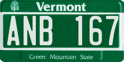 VT license plate ANB167