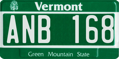 VT license plate ANB168