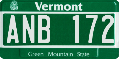 VT license plate ANB172