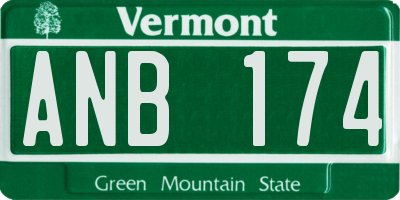 VT license plate ANB174