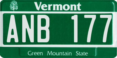 VT license plate ANB177