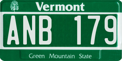 VT license plate ANB179