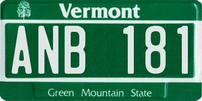 VT license plate ANB181