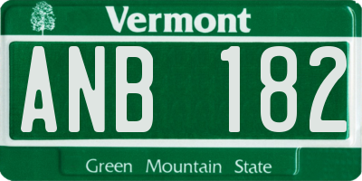 VT license plate ANB182