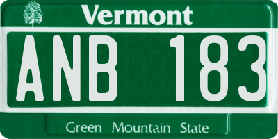 VT license plate ANB183
