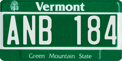 VT license plate ANB184