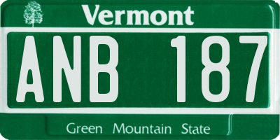 VT license plate ANB187