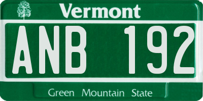 VT license plate ANB192