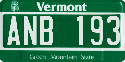 VT license plate ANB193