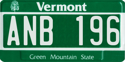 VT license plate ANB196