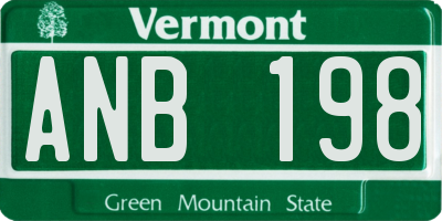 VT license plate ANB198