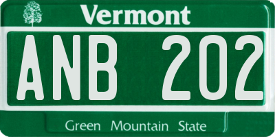 VT license plate ANB202