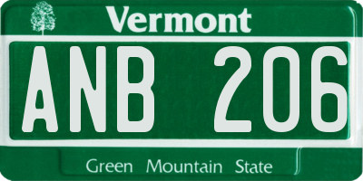 VT license plate ANB206