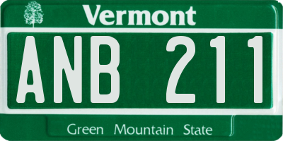 VT license plate ANB211