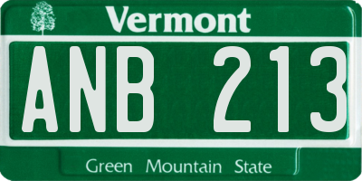 VT license plate ANB213