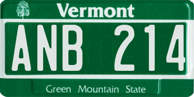 VT license plate ANB214