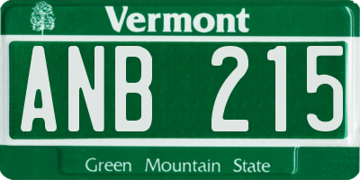 VT license plate ANB215