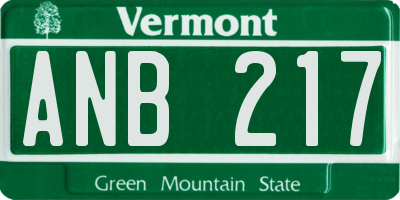 VT license plate ANB217