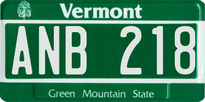 VT license plate ANB218