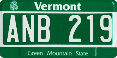 VT license plate ANB219