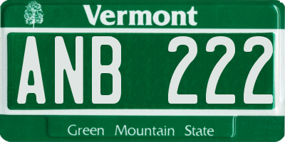 VT license plate ANB222