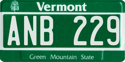 VT license plate ANB229