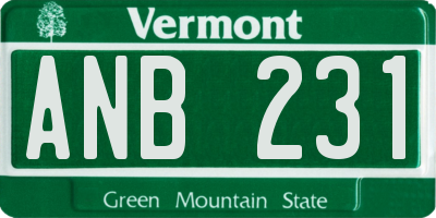 VT license plate ANB231