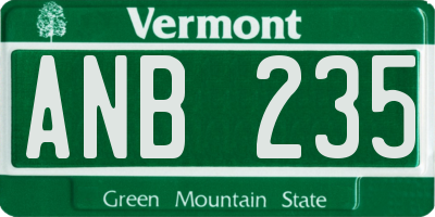 VT license plate ANB235