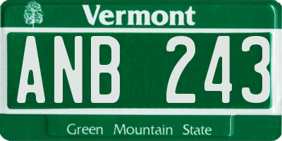 VT license plate ANB243