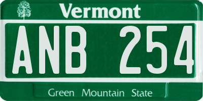 VT license plate ANB254