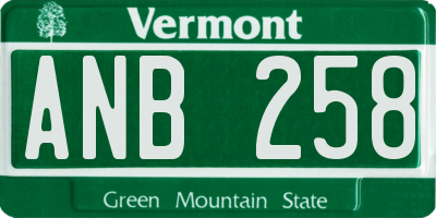 VT license plate ANB258