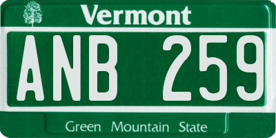 VT license plate ANB259