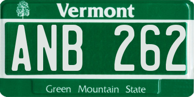 VT license plate ANB262