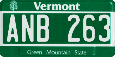 VT license plate ANB263