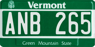 VT license plate ANB265