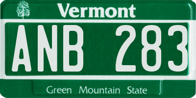 VT license plate ANB283