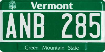 VT license plate ANB285