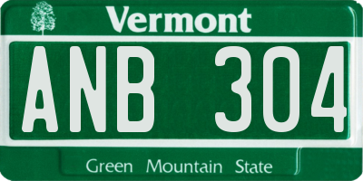 VT license plate ANB304