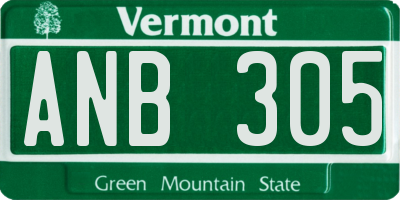 VT license plate ANB305