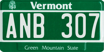 VT license plate ANB307